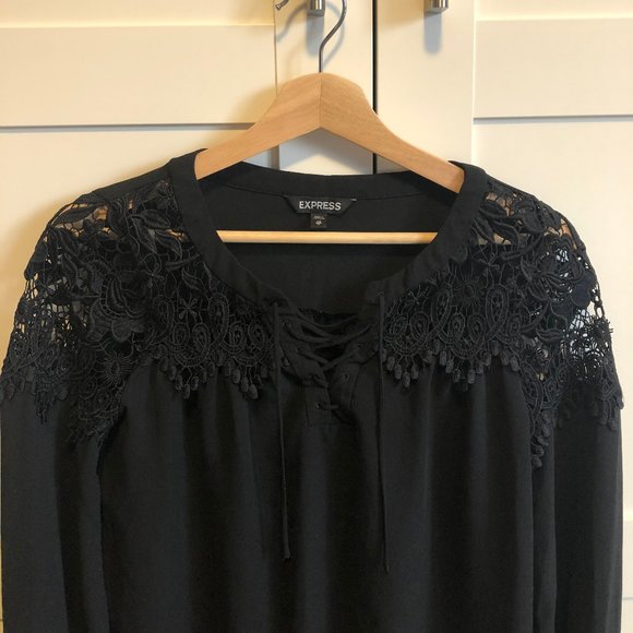 Loose Black Stringed Criss-Cross Top - Picture 3 of 4